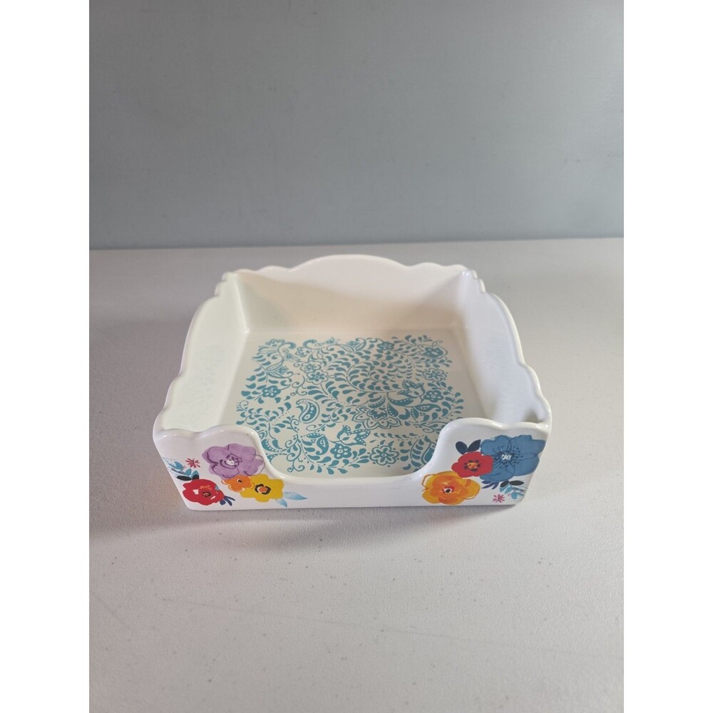 Pioneer Woman Flea Market Floral 7" Square Napkin Holder Country Farmhouse